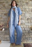 Benji Linen Wave Y Tee Denim